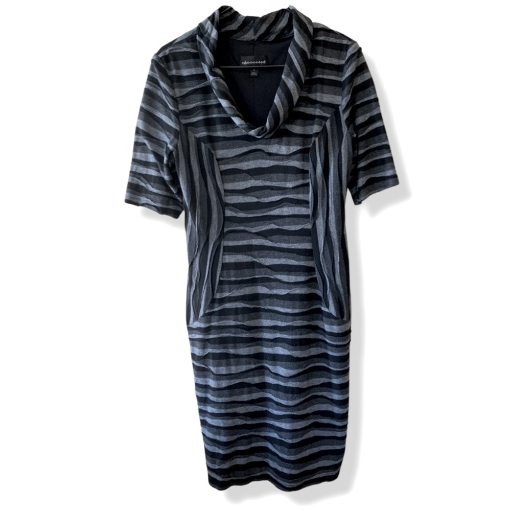 🔴 OVER 50% OFF!!! Connected Apparel Black & Gray Patterned Dress